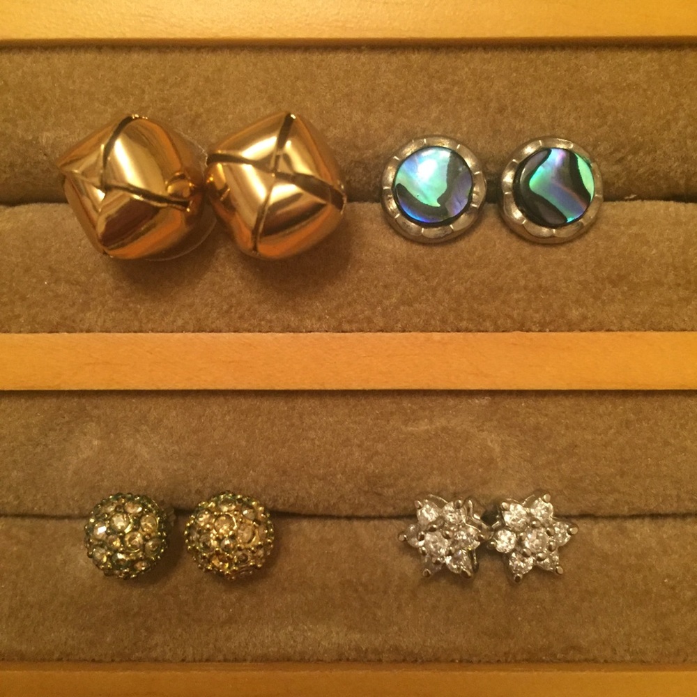 Four high quality earrings (Swarovski, Kate Spade)
